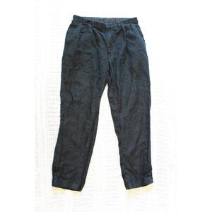 VTG Polo Ralph Lauren 100% Linen men's Black Trousers W34 X 32 Pleated Pants